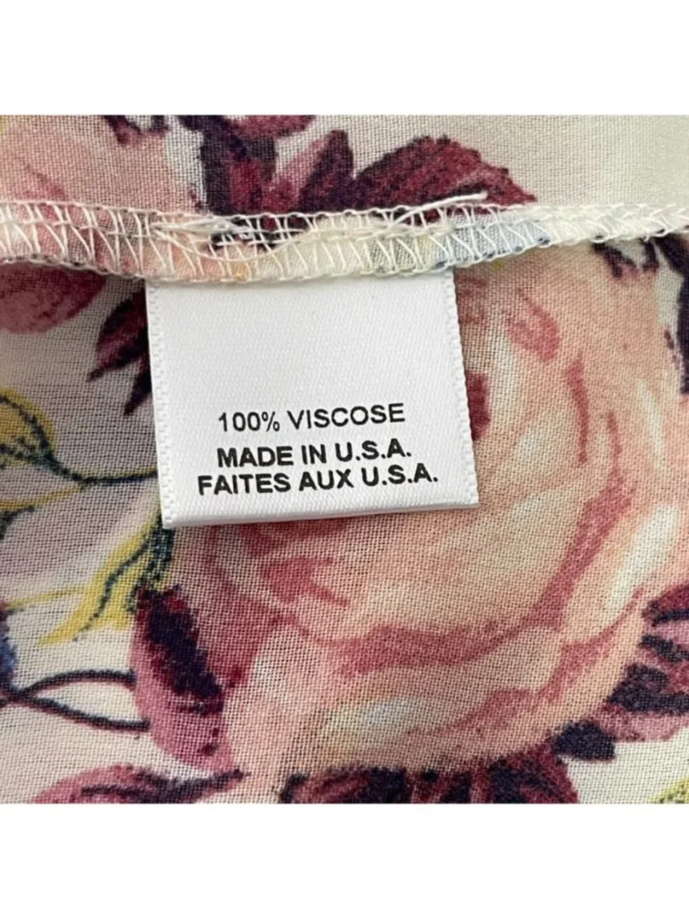 MISA Los Angeles Sia Floral Chiffon Ruffle Blouse XS Burgundy Cream Boho Tassel - Picture 11 of 12